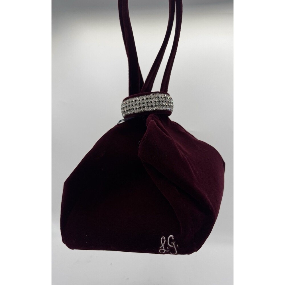 Lulu Guinness Purse Purple Velvet top handle Evening Bag Pull Through Crystal